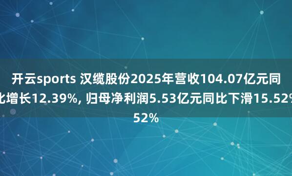 开云sports 汉缆股份2025年营收104.07亿元同比增长12.39%， 归母净利润5.53亿元同比下滑15.52%