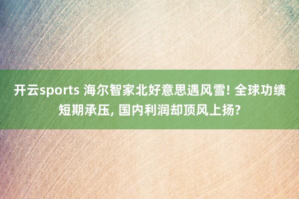 开云sports 海尔智家北好意思遇风雪! 全球功绩短期承压， 国内利润却顶风上扬?