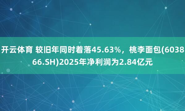 开云体育 较旧年同时着落45.63%，桃李面包(603866.SH)2025年净利润为2.84亿元