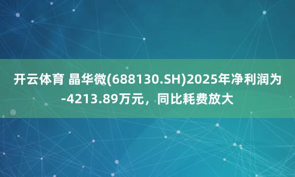 开云体育 晶华微(688130.SH)2025年净利润为-4213.89万元，同比耗费放大