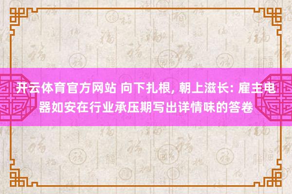 开云体育官方网站 向下扎根， 朝上滋长: 雇主电器如安在行业承压期写出详情味的答卷