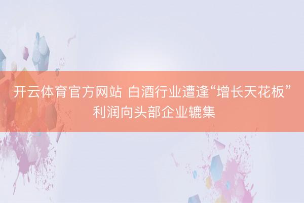 开云体育官方网站 白酒行业遭逢“增长天花板” 利润向头部企业辘集